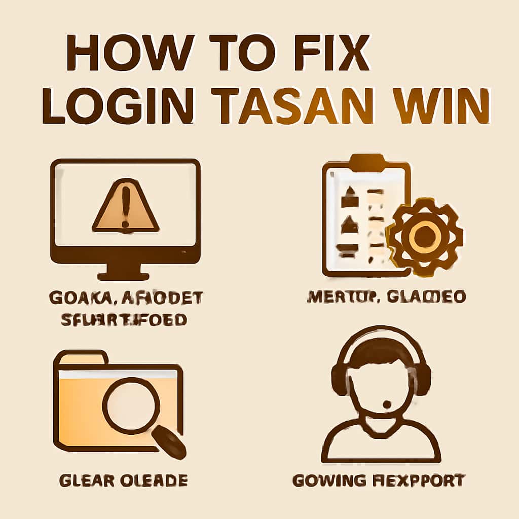 An educational diagram on troubleshooting Tasan Win login issues.
