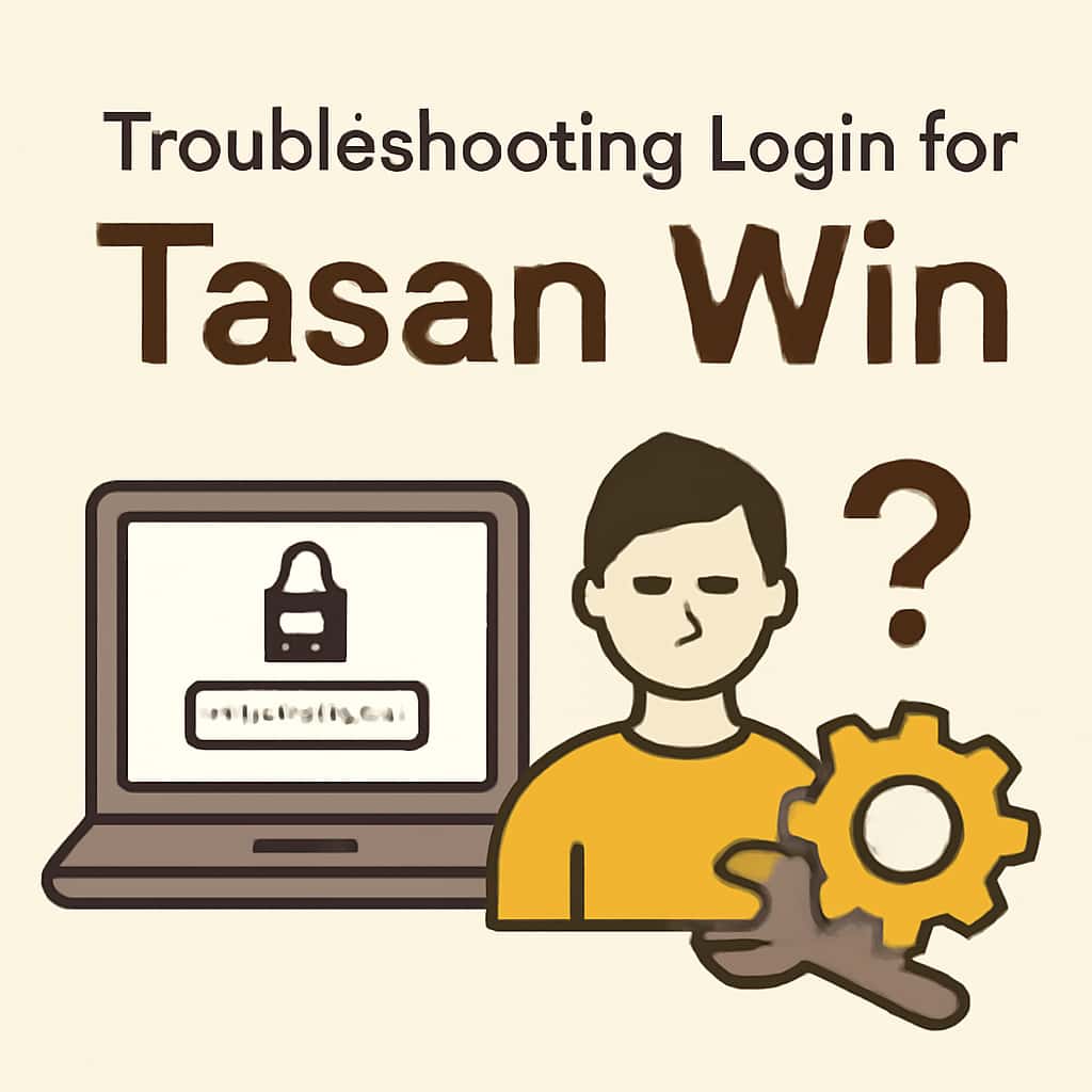 Diagram explaining login troubleshooting steps for Tasan Win.