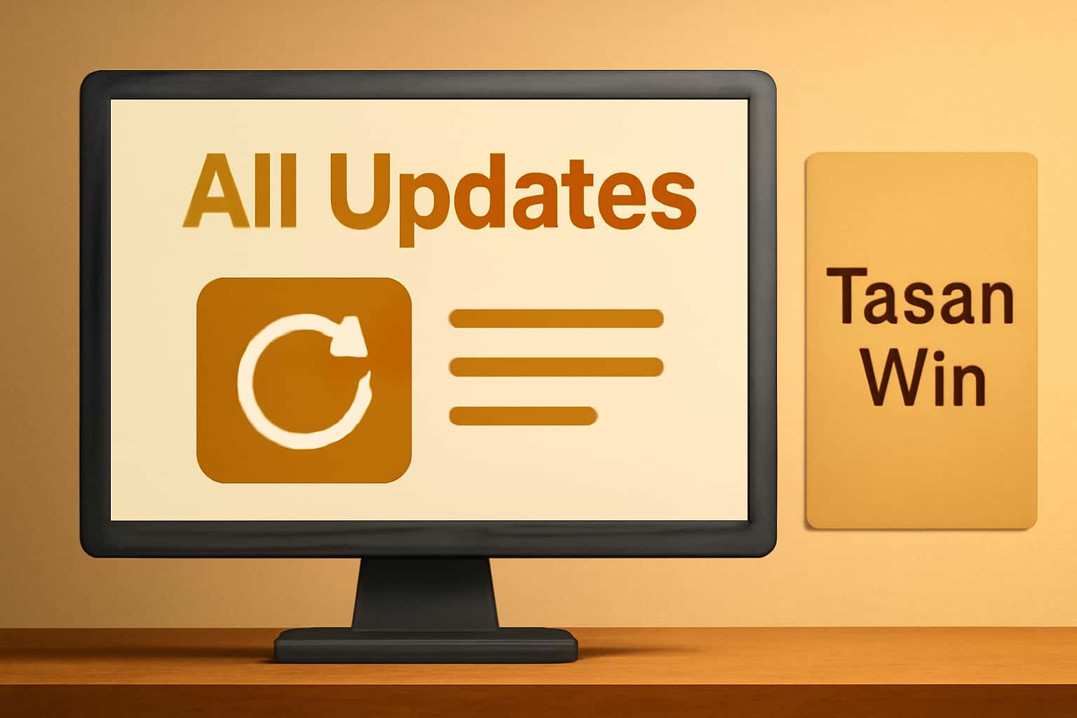 A neutral informational scene showcasing the Tasan Win updates.